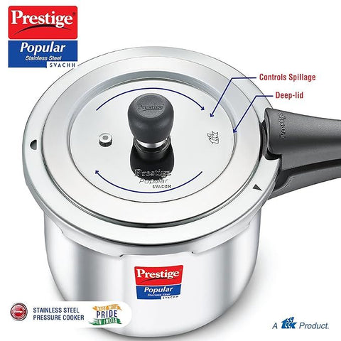 Prestige Popular Svachh Stainless Steel Pressure Cooker 5L