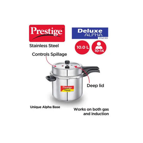 Prestige Deluxe Alpha SVACHH Stainless Steel Pressure Cooker 10 litre