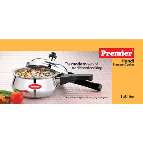 Premier Handi Aluminium Pressure Cooker 1.5 Litre Indian Grinders