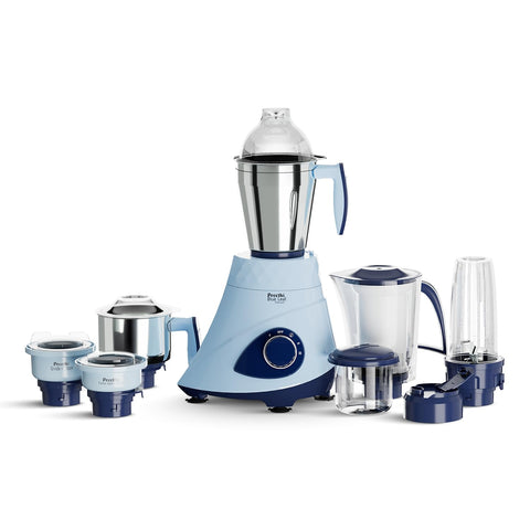Preethi Blue Leaf Titanium 1000W Grinder | 7 Jars (4 Stainless Steel Jars, Juicer, Blender), Superfine Grinding for Masalas, Chutneys and Batters