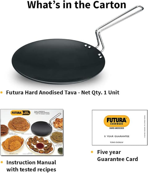 Futura Hard Anodised Tava Griddle 26Cm Diameter 4.88Mm Thickness