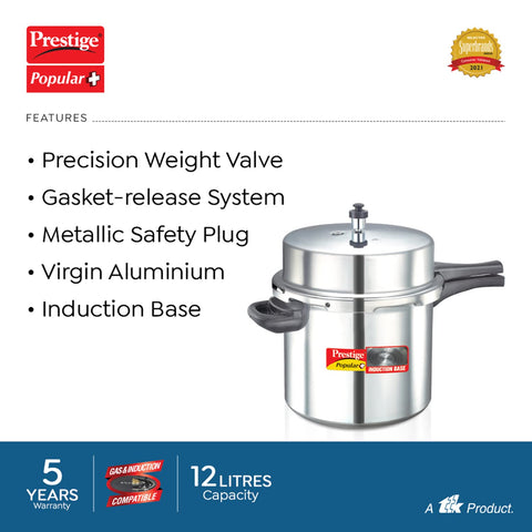 Prestige Popular Plus Aluminium Pressure Cooker 12L