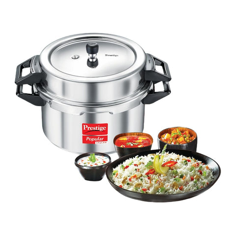 Prestige Popular Svachh Aluminium Pressure Cooker 20L | Controls Spillage|Metallic Safety Plug| Controlled Gasket-Release System