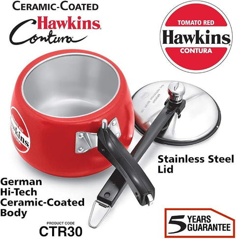 Hawkins Contura Tomato Red Pressure Cooker 3L