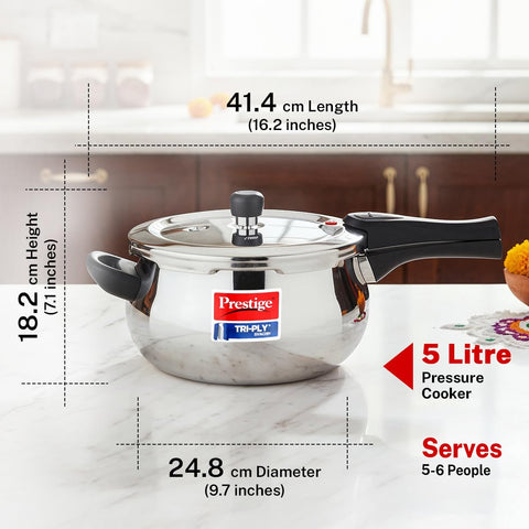 Prestige 5L Triply Svachh Outerlid Pressure Cooker Handi