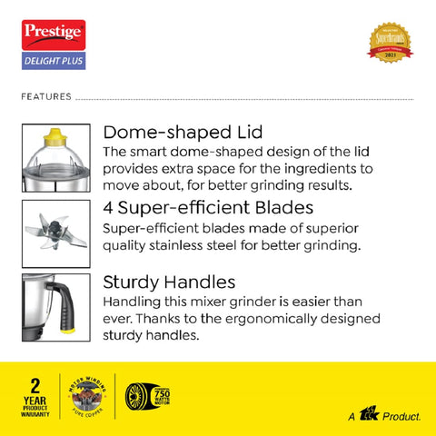 Prestige Delight Plus 750W Mixer Grinder