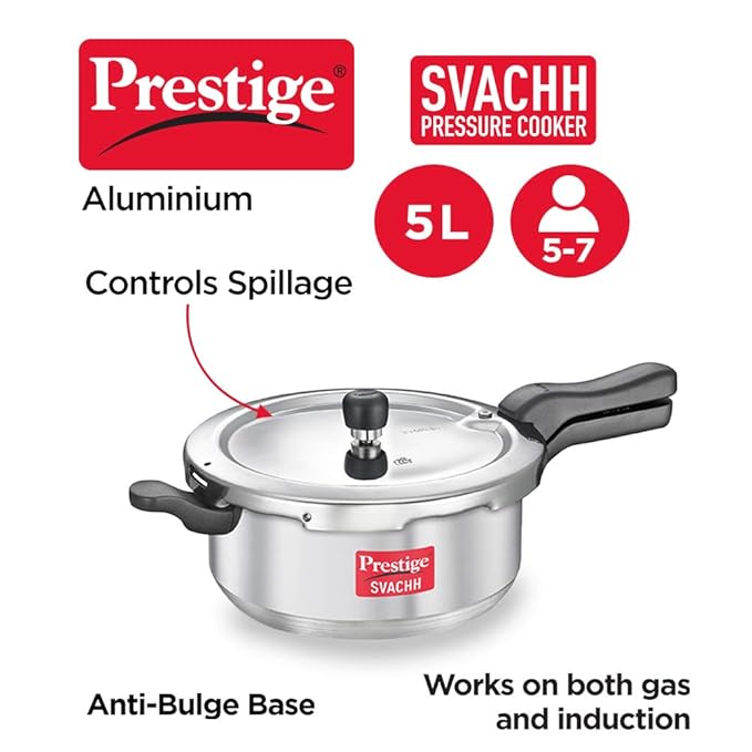 Prestige SVACHH Aluminium Senior Deep Pan Pressure Cooker 5 Litre Indian Grinders