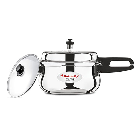 Butterfly Cute Stainless Steel pressure Cooker with Glass Lid 2 Lit