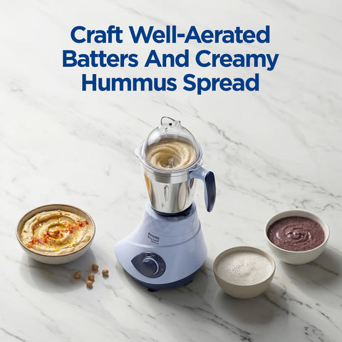 Preethi Blue Leaf Titanium 1000W Grinder | 7 Jars (4 Stainless Steel Jars, Juicer, Blender), Superfine Grinding for Masalas, Chutneys and Batters