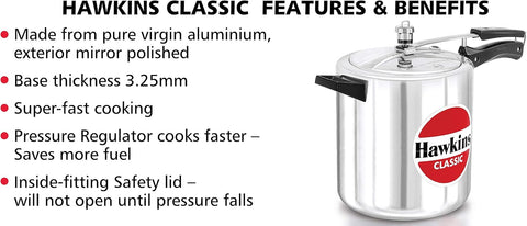 Hawkins Classic Aluminium Pressure Cooker 8L Tall