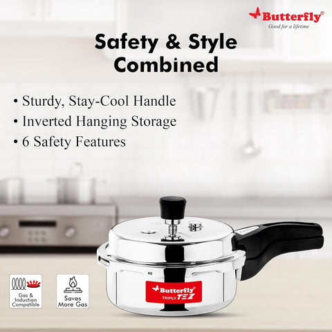 Butterfly Tez Triply Stainless Steel Pressure Cooker 2L