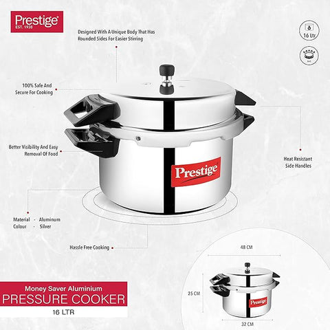 Prestige Money Saver Aluminium Pressure Cooker 16 Litre