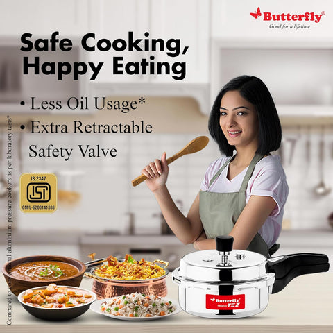 Butterfly Tez Triply Stainless Steel Pressure Cooker 2L