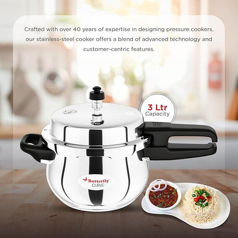 Butterfly Stainless Steel Curve Pressure Cooker 3L