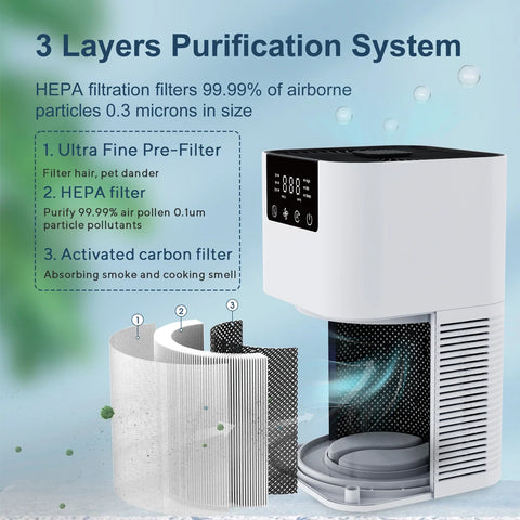 Air Purifier Smoke Odor Negative Ion Generator with Aromatherapy Air Cleaner for Household HEPA Filter Efficient Purifying Air - (Delivery estimated 2-3 Weeks)