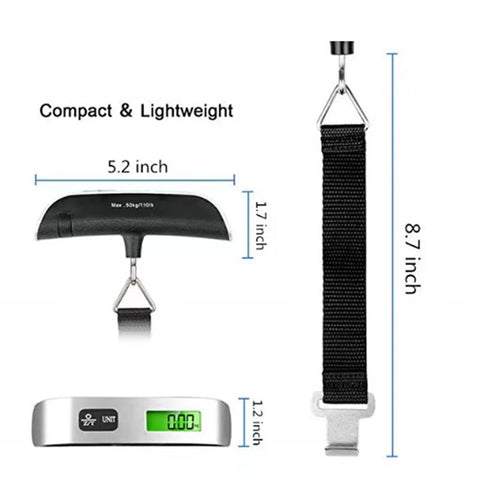 Portable Scale Digital LCD Display 110lb/50kg Electronic Luggage Hanging Suitcase Travel Weighs Baggage Bag Weight Balance Tools - (Delivery estimated 2-3 Weeks)