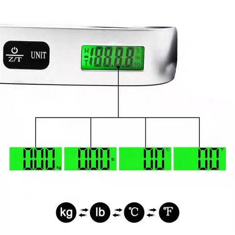 Portable Scale Digital LCD Display 110lb/50kg Electronic Luggage Hanging Suitcase Travel Weighs Baggage Bag Weight Balance Tools - (Delivery estimated 2-3 Weeks)