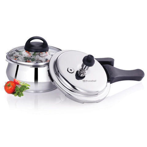 Premier Stainless Steel Pressure Cooker with Glass Lid 5Lt