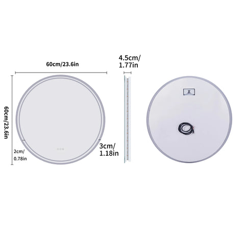 Large Round LED Bathroom Vanity Mirror Anti-Fog with Brighter Lights for Makeup Wall Mount Smart Touch - (Delivery estimated 2-3 Weeks)