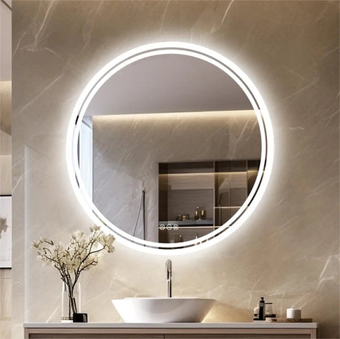 Large Round LED Bathroom Vanity Mirror Anti-Fog with Brighter Lights for Makeup Wall Mount Smart Touch - (Delivery estimated 2-3 Weeks)