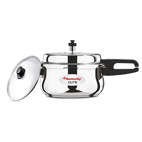 Butterfly Cute Stainless Steel pressure Cooker with Glass Lid 3 Lit