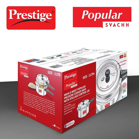 Prestige Popular SVACHH Aluminium Pressure Cooker 3 Litre (LPG stove)