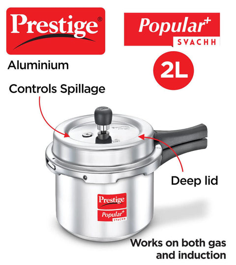 Prestige Popular Plus SVACHH Aluminium Pressure Cooker 2 Litre (Tall)